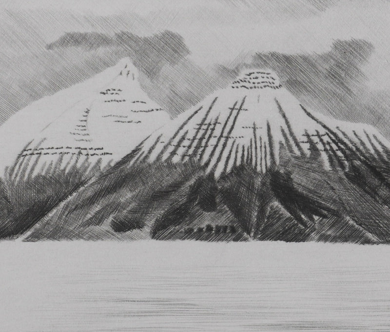 Camille COMBE : Les pyramides du Spitzberg, Gravure originale signée