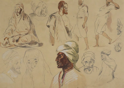 Eugène DELACROIX (d'après) : Profils d'hommes, Lithographie signée