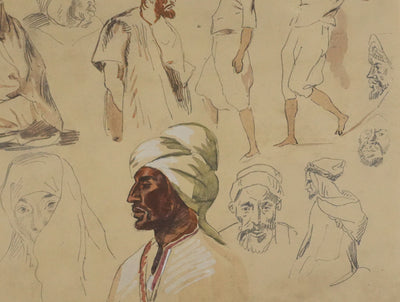 Eugène DELACROIX (d'après) : Profils d'hommes, Lithographie signée