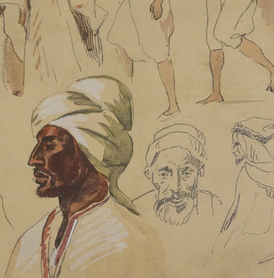 Eugène DELACROIX (d'après) : Profils d'hommes, Lithographie signée