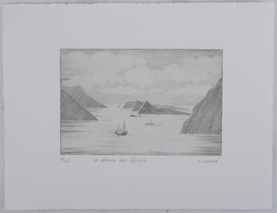 Camille COMBE : Le dédale des fjords, Gravure originale signée