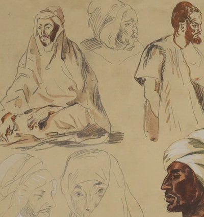 Eugène DELACROIX (d'après) : Profils d'hommes, Lithographie signée