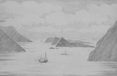Camille COMBE : Le dédale des fjords, Gravure originale signée