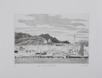 Camille COMBE : Une heure à Bodø, Gravure originale signée