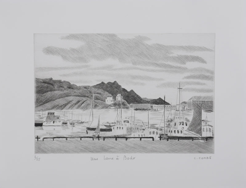 Camille COMBE : Une heure à Bodø, Gravure originale signée