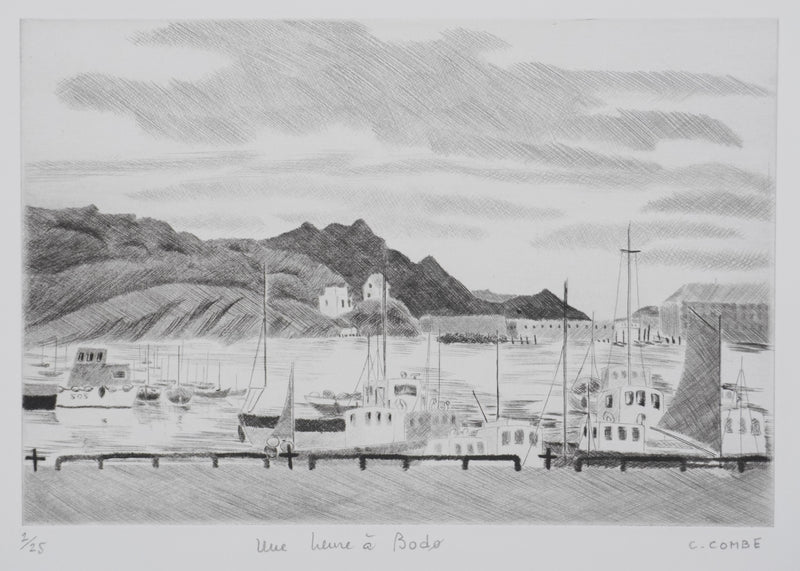 Camille COMBE : Une heure à Bodø, Gravure originale signée