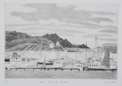 Camille COMBE : Une heure à Bodø, Gravure originale signée