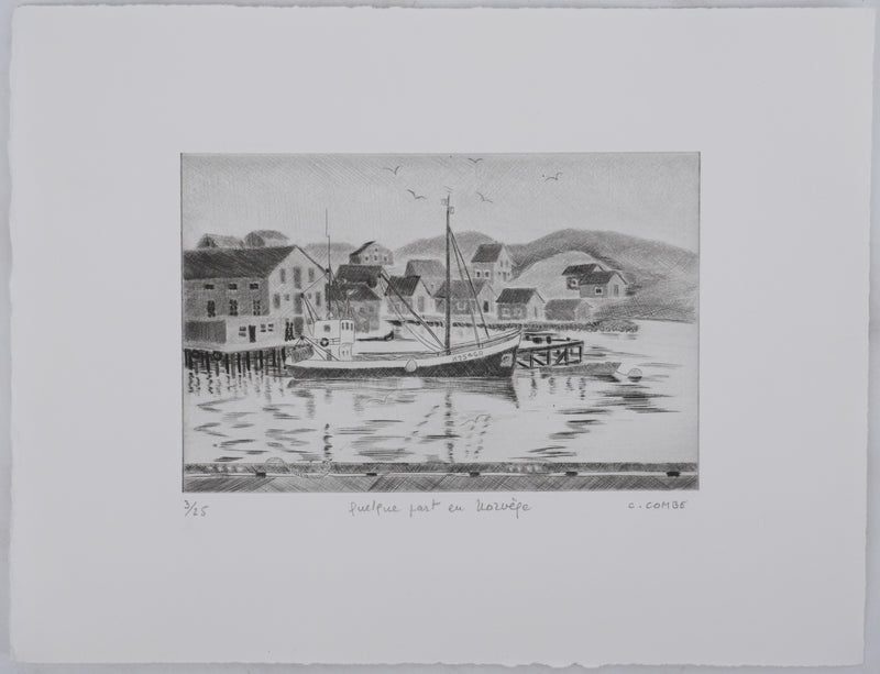 Camille COMBE : Quelque part en Norvège, Gravure originale signée