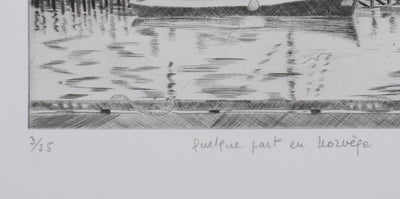 Camille COMBE : Quelque part en Norvège, Gravure originale signée