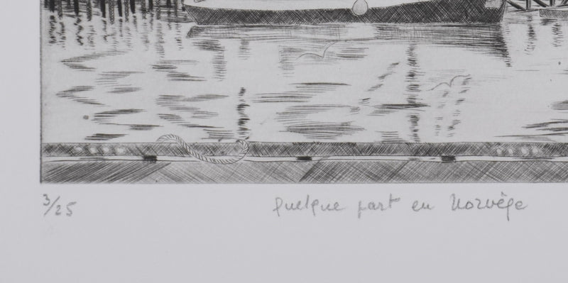 Camille COMBE : Quelque part en Norvège, Gravure originale signée