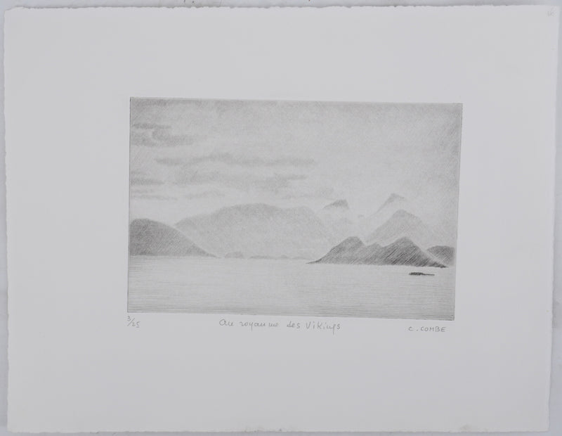 Camille COMBE : Au royaume des vikings, Gravure originale signée