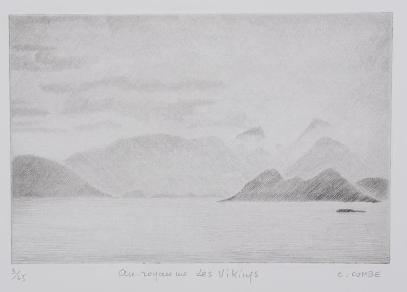 Camille COMBE : Au royaume des vikings, Gravure originale signée