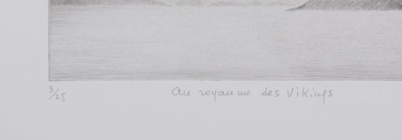 Camille COMBE : Au royaume des vikings, Gravure originale signée