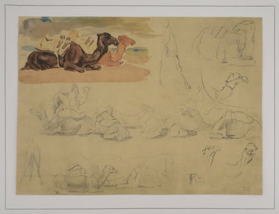 Eugène DELACROIX (d'après) : Silhouettes de dromadaires, Lithographie signée