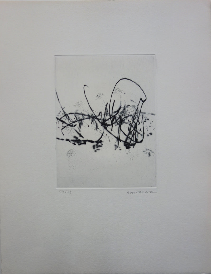 Julius BALTAZAR : Paysage en courbe, Gravure originale signée