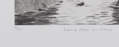 Camille COMBE : Dans le sillage des vikings, Gravure originale signée