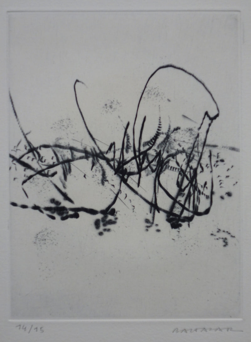 Julius BALTAZAR : Paysage en courbe, Gravure originale signée