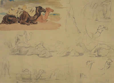 Eugène DELACROIX (d'après) : Silhouettes de dromadaires, Lithographie signée