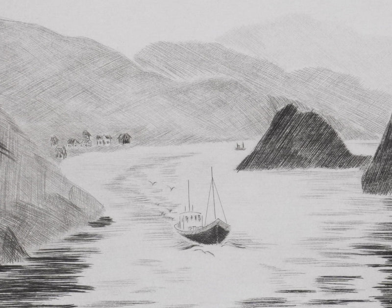Camille COMBE : Dans le sillage des vikings, Gravure originale signée
