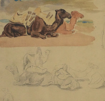 Eugène DELACROIX (d'après) : Silhouettes de dromadaires, Lithographie signée
