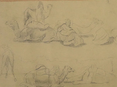 Eugène DELACROIX (d'après) : Silhouettes de dromadaires, Lithographie signée