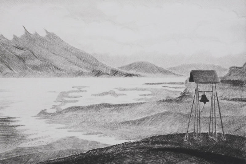 Camille COMBE : La dernière cloche du Grand Nord, Gravure originale signée