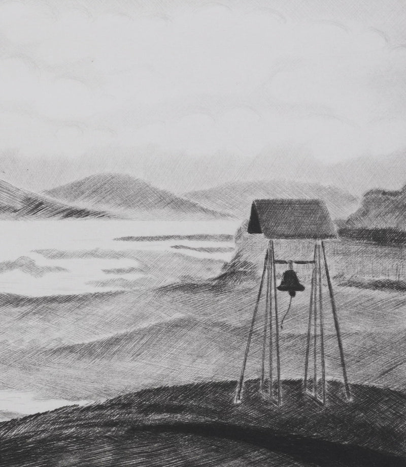 Camille COMBE : La dernière cloche du Grand Nord, Gravure originale signée