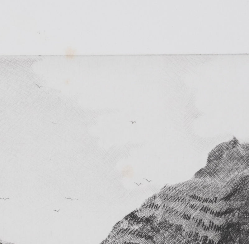 Camille COMBE : Saksun, Îles Féroé, Gravure originale signée