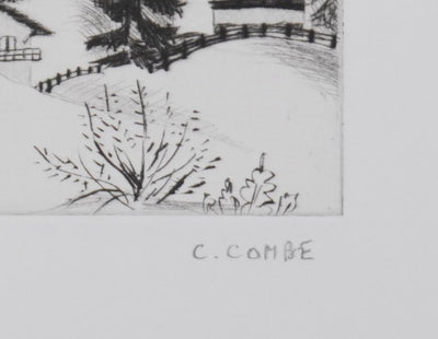 Camille COMBE : La chapelle dans la vallée, Gravure originale signée