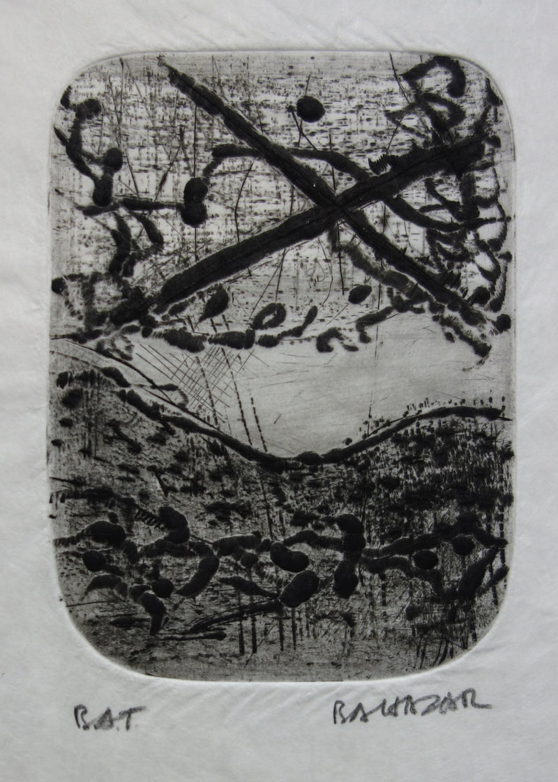 Julius BALTAZAR : Paysage obscure, Gravure originale signée