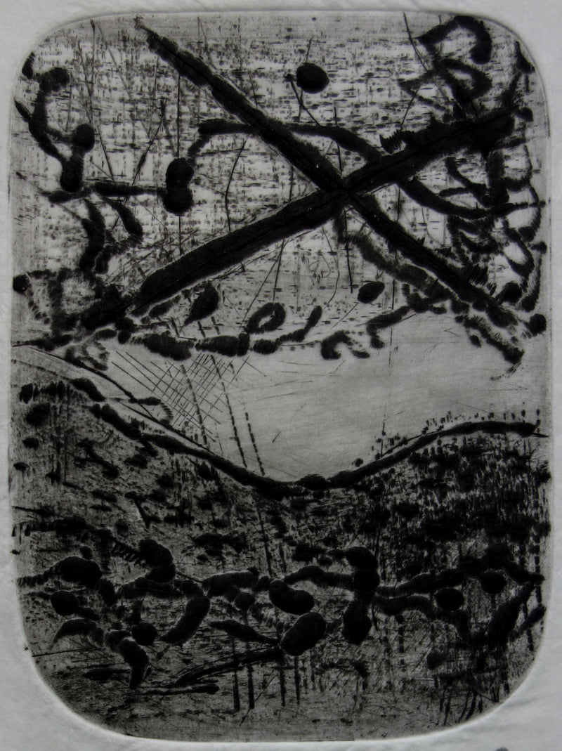 Julius BALTAZAR : Paysage obscure, Gravure originale signée
