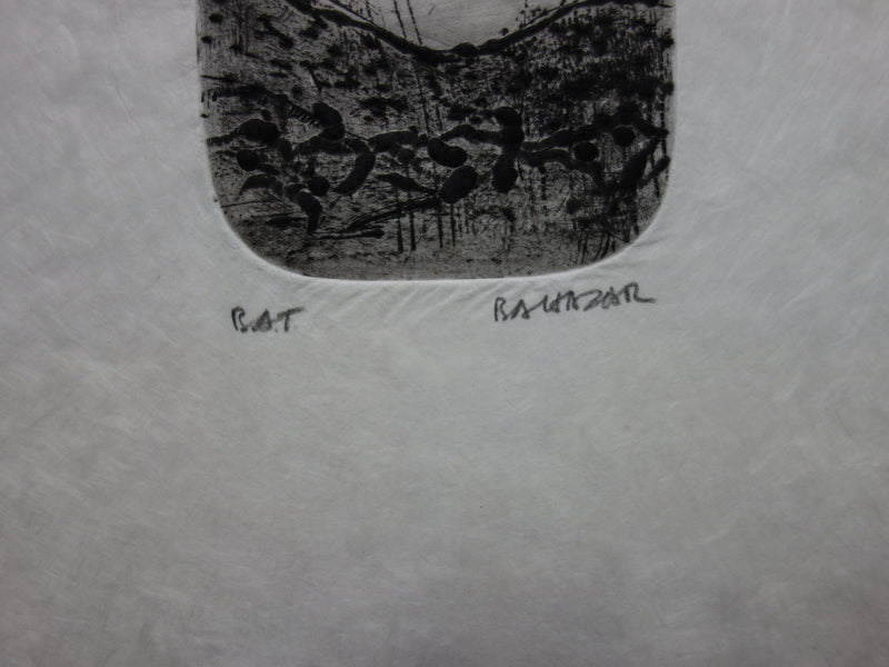 Julius BALTAZAR : Paysage obscure, Gravure originale signée
