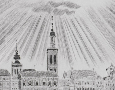 Camille COMBE : Le soleil dans la gloire sur Kampen, Gravure originale signée