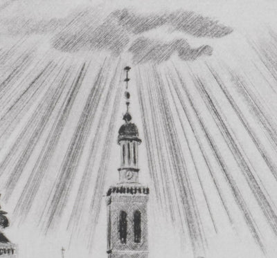 Camille COMBE : Le soleil dans la gloire sur Kampen, Gravure originale signée
