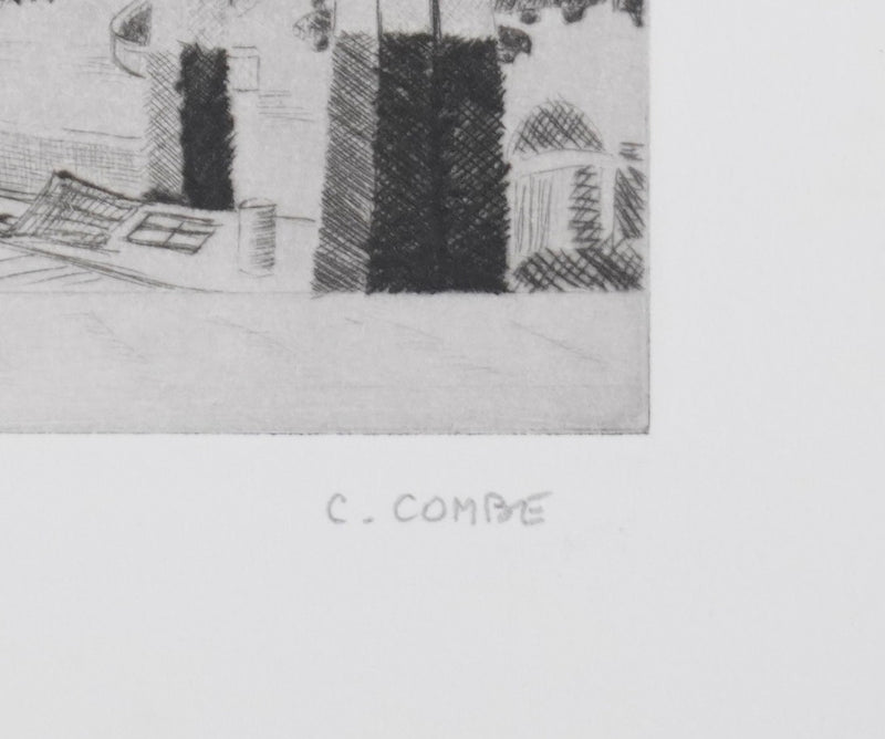 Camille COMBE : La cathédrale de Dordrecht, Gravure originale signée