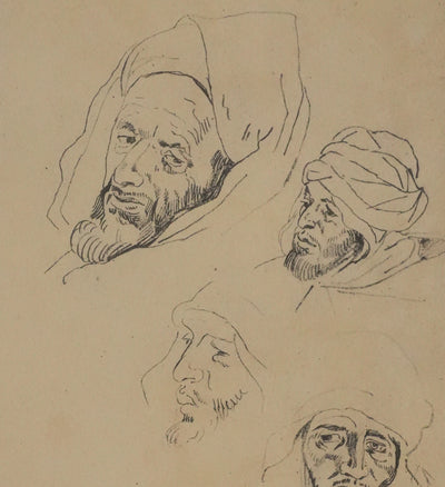 Eugène DELACROIX (d'après) : Visage d'homme, Lithographie signée