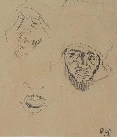 Eugène DELACROIX (d'après) : Visage d'homme, Lithographie signée