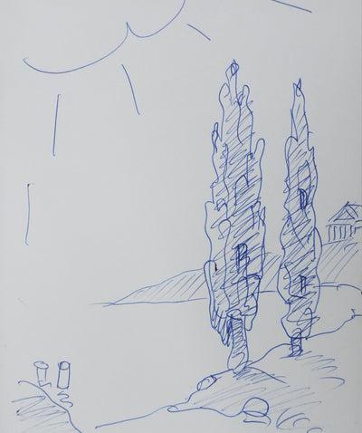Emmanuel DAVID : Les arbres du soleil, Autographe et dessin original signé