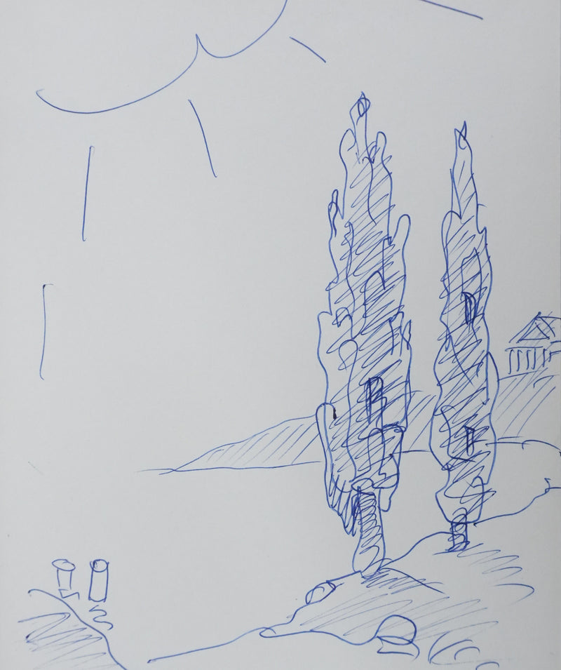Emmanuel DAVID : Les arbres du soleil, Autographe et dessin original signé