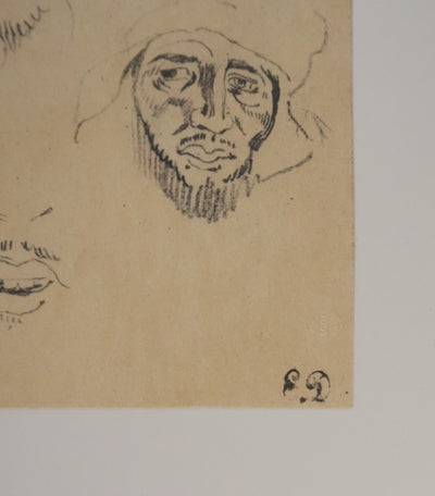 Eugène DELACROIX (d'après) : Visage d'homme, Lithographie signée