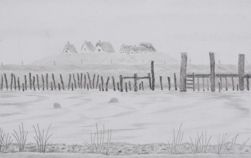 Camille COMBE : Hallig Hooge, Gravure originale signée