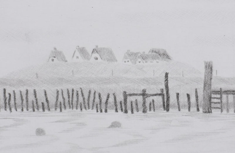 Camille COMBE : Hallig Hooge, Gravure originale signée