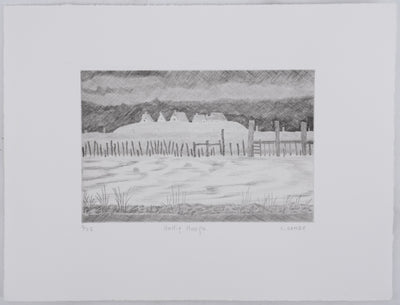Camille COMBE : Hallig Hooge (noir), Gravure originale signée