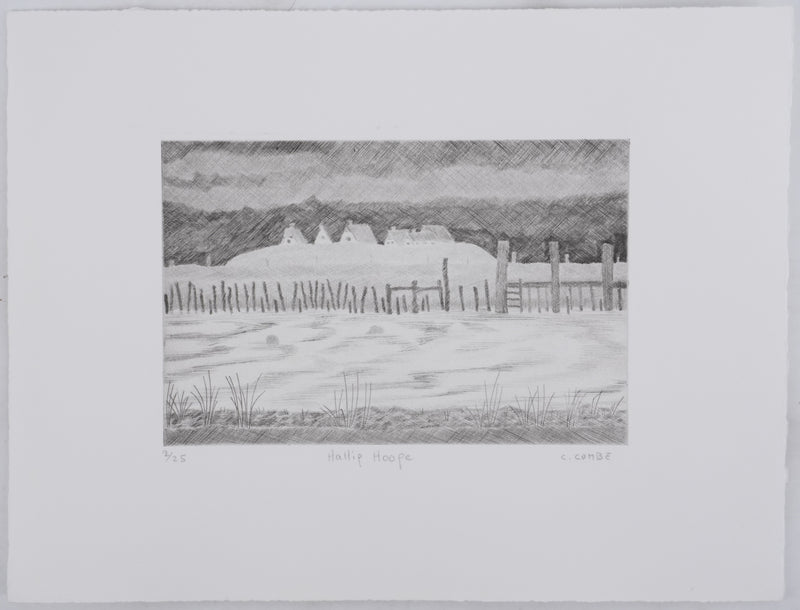 Camille COMBE : Hallig Hooge (noir), Gravure originale signée