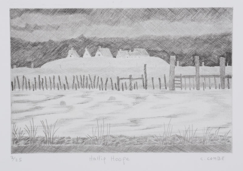 Camille COMBE : Hallig Hooge (noir), Gravure originale signée
