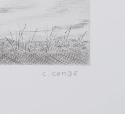 Camille COMBE : Hallig Hooge (noir), Gravure originale signée