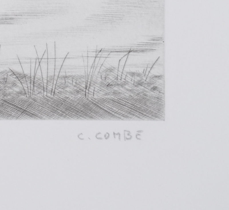 Camille COMBE : Hallig Hooge (noir), Gravure originale signée