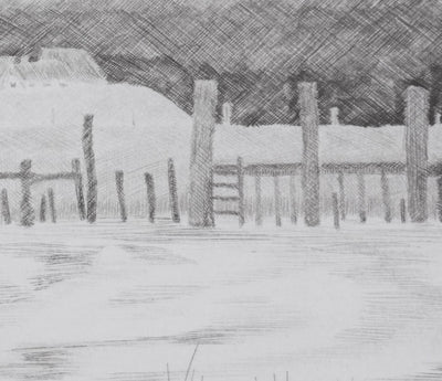 Camille COMBE : Hallig Hooge (noir), Gravure originale signée