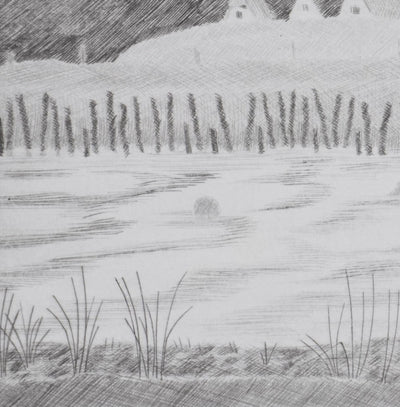 Camille COMBE : Hallig Hooge (noir), Gravure originale signée