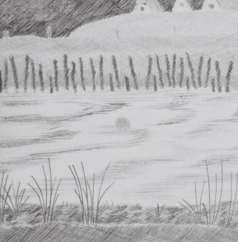 Camille COMBE : Hallig Hooge (noir), Gravure originale signée